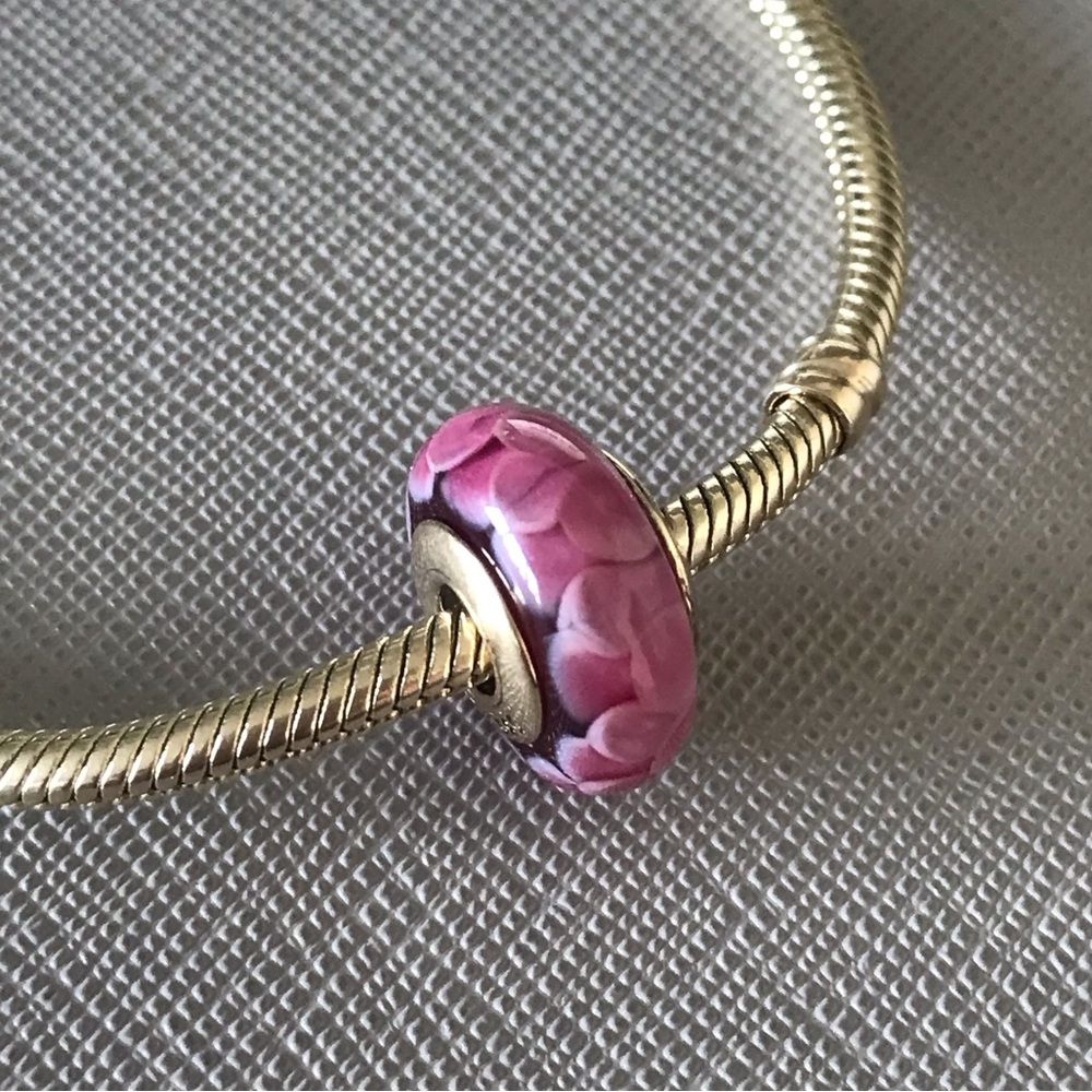 Pandora 14k gold Lotus Murano Charm